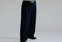 Blue Wide Leg Dress Pants Pleated Baggy Dress Trousers Unhemmed Unfinished Bottom - Cheap Priced Dress Slacks For Men On Sale