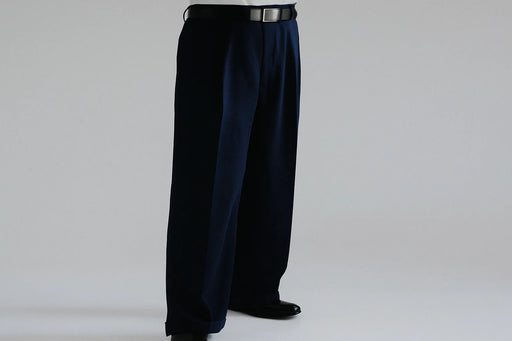 Blue Wide Leg Dress Pants Pleated Baggy Dress Trousers Unhemmed Unfinished Bottom - Cheap Priced Dress Slacks For Men On Sale