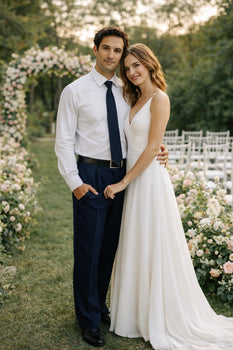 Blue Wide Leg Dress Pants Pleated Baggy Dress Trousers Unhemmed Unfinished Bottom - Cheap Priced Dress Slacks For Men On Sale