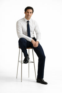 Blue Wide Leg Dress Pants Pleated Baggy Dress Trousers Unhemmed Unfinished Bottom - Cheap Priced Dress Slacks For Men On Sale