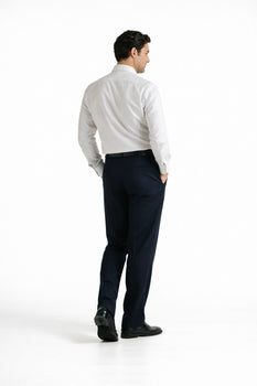 Blue Wide Leg Dress Pants Pleated Baggy Dress Trousers Unhemmed Unfini — MensUSA Blue Wide Leg Dress Pants Pleated Baggy Dress Trousers Unhemmed Unfini — MensUSA