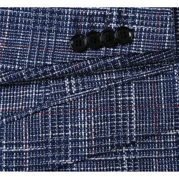 Saco vaquero - Western Sport Coat - Western Blazer - Mens Slim Fit Two Button Wool & Linen Sport Coat Blazer In Blue Windowpane Plaid