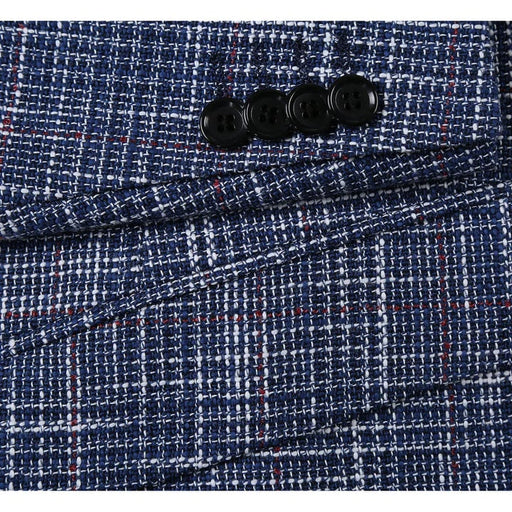 Saco vaquero - Western Sport Coat - Western Blazer - Mens Slim Fit Two Button Wool & Linen Sport Coat Blazer In Blue Windowpane Plaid