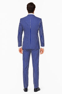  Blue and White Pinstripe Double Breasted Blazer Sport Coat