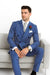 Men's Royal Blue and White Pinstripe Double Breasted Blazer Sport Coat