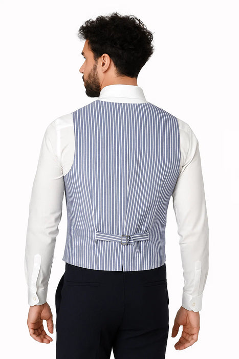 Blue and White Seersucker Vests