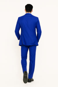 Mens Big and Tall Size Suits - Plus Size Mens Royal Blue Suit - Peak Lapel Ticket Pocket - Image 3