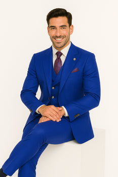 Mens Big and Tall Size Suits - Plus Size Mens Royal Blue Suit - Peak Lapel Ticket Pocket - Image 2