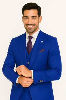 Mens Big and Tall Size Suits - Plus Size Mens Royal Blue Suit - Peak Lapel Ticket Pocket - Image 4