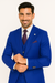 Mens Big and Tall Size Suits - Plus Size Mens Royal Blue Suit - Peak Lapel Ticket Pocket