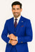 Mens Big and Tall Size Suits - Plus Size Mens Royal Blue Suit - Peak Lapel Ticket Pocket