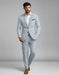 Blue Seersucker Suit - Two Button Notch Lapel Modern Fit Jacket and Pants