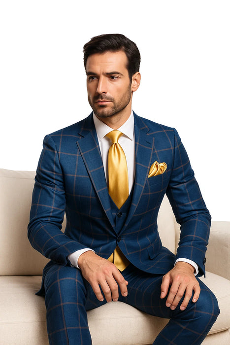 Blue with Brown Windowpane