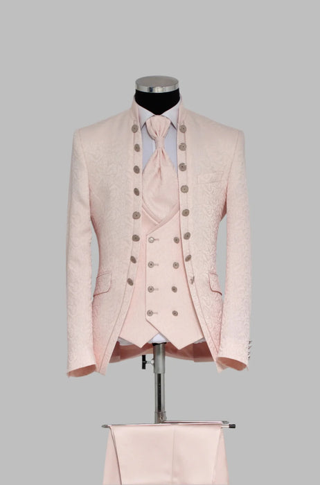 Victorian Tuxedo - Tail Coat - 1920s Regency period - Mandarin Suit in Color Blush Pink