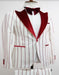 Bold Gangster - 1920 White and Red Pinstripe Tuxedo Suit