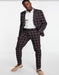 Bold Gangster Plaid Suit - 1920s Mens Fashion Window Pane Suits - Burgundy
