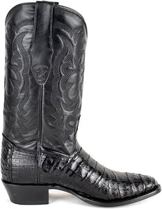 Original Black Caiman (Gator) Belly Skin Round Toe Boot