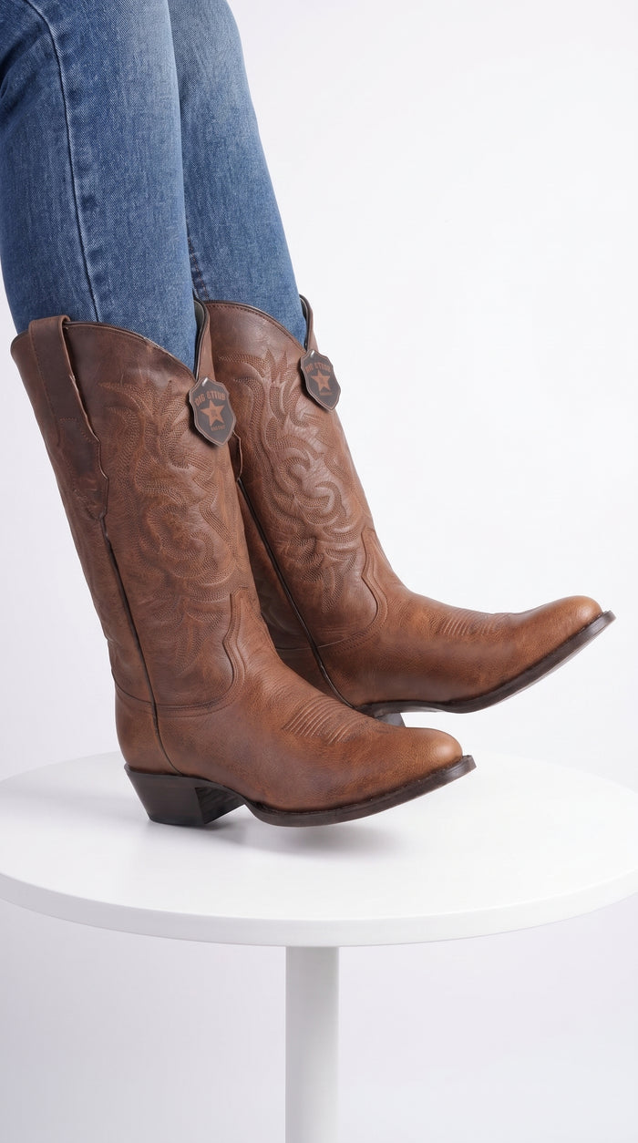Men’s Brown Cowboy Boots, Classic Western Ranch Boots for Rodeo and Country Wear