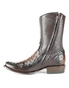 Men's Burnished Brown King Exotic Cowboy Style By Los Altos Boots Botas For Sale Genuine Ostrich Skin Dubai Toe Handcrafted Leather BDress Cowboy Boot Cheap Priced For Sale Online - Botas De Avestruz - Image 2