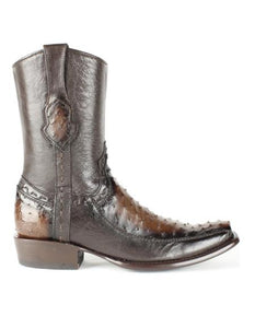 Men's Burnished Brown King Exotic Cowboy Style By Los Altos Boots Botas For Sale Genuine Ostrich Skin Dubai Toe Handcrafted Leather BDress Cowboy Boot Cheap Priced For Sale Online - Botas De Avestruz - Image 4