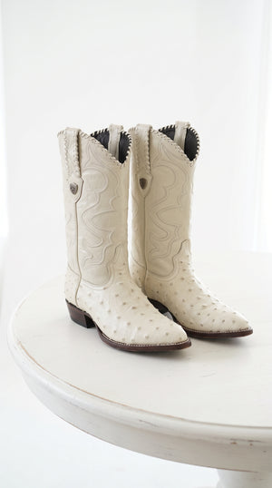 Men's Off White Western Cowboy Boots – Ivory Cream Exotic-Style Embossed Leather-Look Western Dress Boots