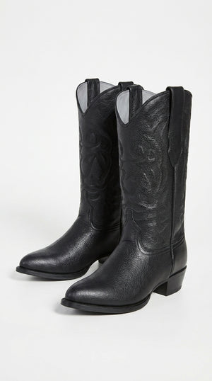 Men’s Los Altos Black Elk Leather J Toe Cowboy Boots, Handmade Western Dress Boots