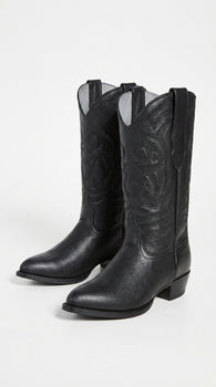 Men’s Los Altos Black Elk Leather J Toe Cowboy Boots, Handmade Western Dress Boots