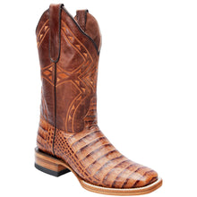 Cognac Crocodile Print Boots