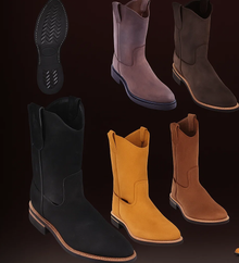 Los Altos Boots Men's Nobuk Rubber Sole W/ Natural Edge Cowboy Western Work Dress Cowboy Boot Cheap Priced For Sale Online ~ Botines Para Hombre