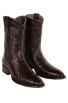 Black Cherry Roper Ostrich Western Boots - Image 7