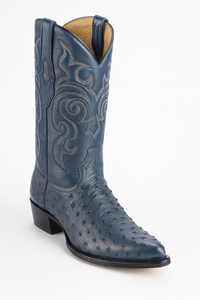 Blue Ostrich Cowboy Boots J-Toe