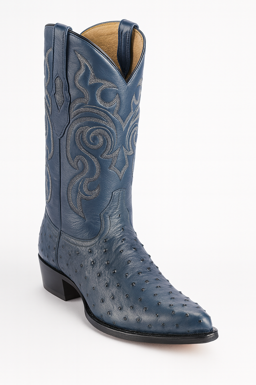 Blue Ostrich Cowboy Boots J-Toe