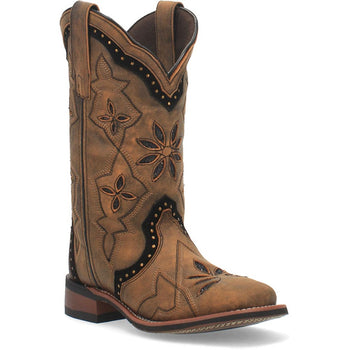 Laredo Bouquet Honey Leather Square Toe Women Boots - Image 2
