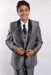 Boy's Gray/Black Two Toned Shawl Lapel 5 Piece Suit Vested With Shirt, Tie & Hanky