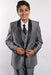 Boy's Gray/Black Two Toned Shawl Lapel 5 Piece Suit Vested With Shirt, Tie & Hanky