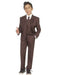 Boy's Brown 2 buttons closure Five Piece Suit With Vest, Shirt And Tie