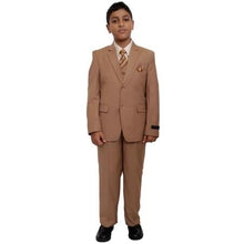Boy's Five Piece Kids Sizes Suit Prefect for toddler Suits wedding attire outfit Set Camel ~ Khaki