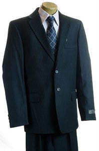 Boy'S Dark Navy Pinstripe Kids Sizes 2 Buttons Italian Design Suit Perfect For Toddler Suits Wedding Attire Outfits Dark Blue Suit
