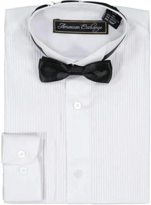 Boys White Tuxedos Shirt and Bowtie Set