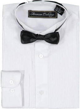 Boys White Tuxedos Shirt and Bowtie Set