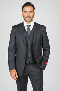  Brand Men's Black Vested Suit 