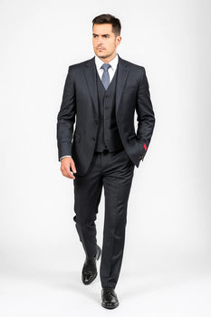  Brand Men's Black Vested Suit 