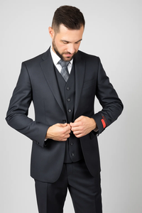  Brand Men's Black Vested Suit 