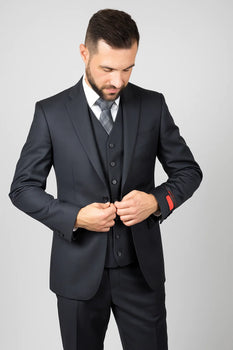  Brand Men's Black Vested Suit 