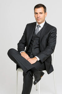  Brand Men's Black Vested Suit 