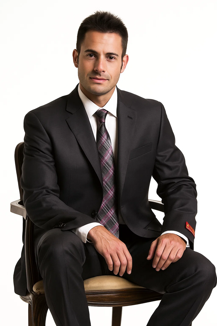 Brand Men's Grey Two-button Suit 