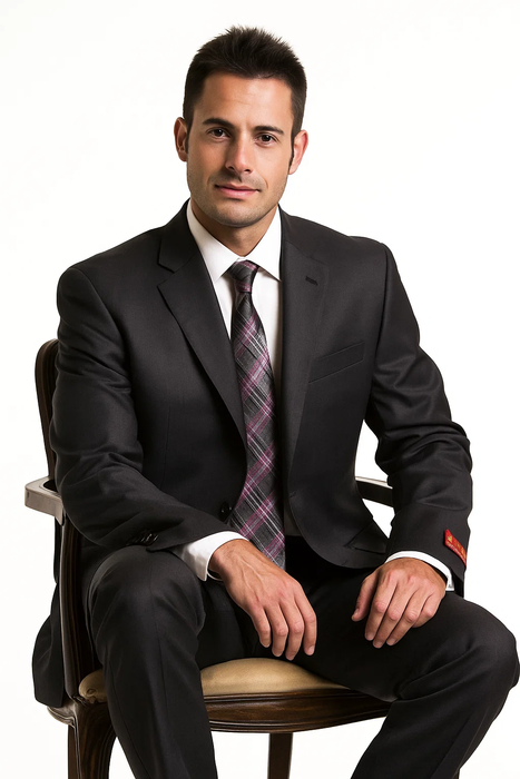 Brand Men's Grey Two-button Suit 