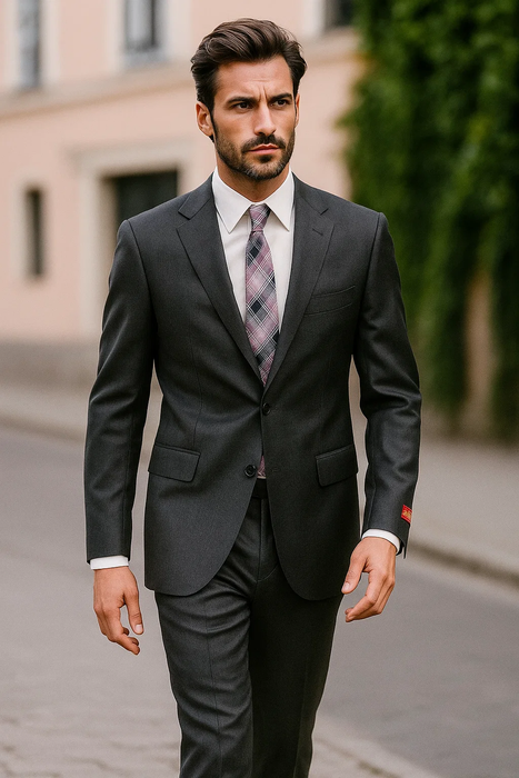 Brand Men's Grey Two-button Suit 