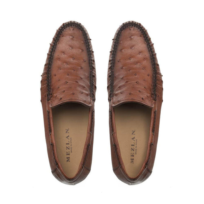 Brandy Genuine Ostrich Dress Moccasin By Mezlan Made In Spain Brand