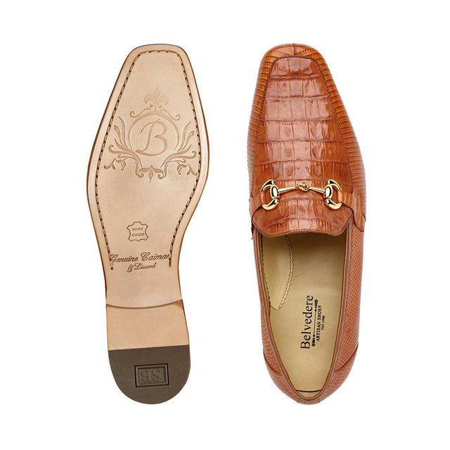 Belvedere Mens Brandy Color Crocodile Lizard Loafers Udine - Image 3